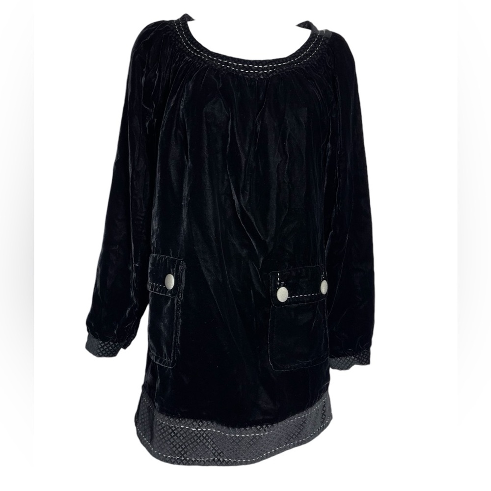 Bensoni dress size‎ 2 black velour wool blend embroidered dress STUNNING 🖤🖤